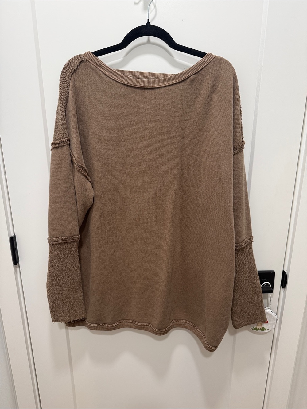 Free People Oversized Pullover Sweatshirt in Taupe Brown